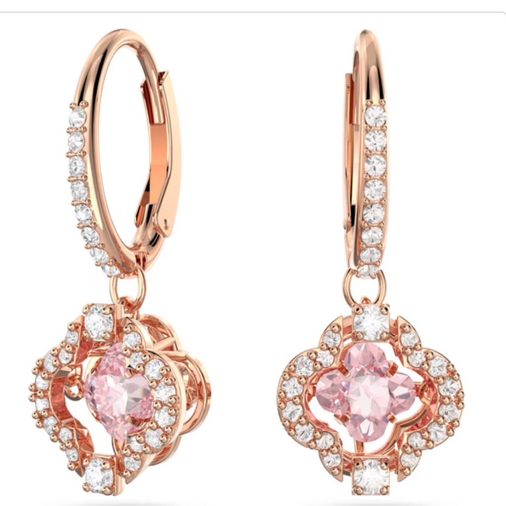 Swarovski Rose Gold Earrings with Pink Crystals